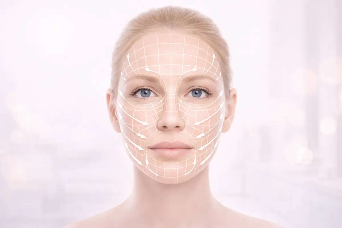 全臉音波拉提發數分佈與治療範圍示意