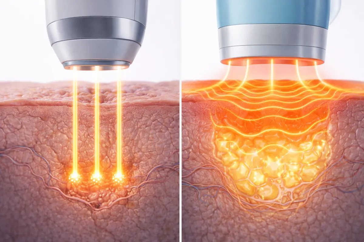 音波點狀加熱與電波容積式加熱作用層次比較