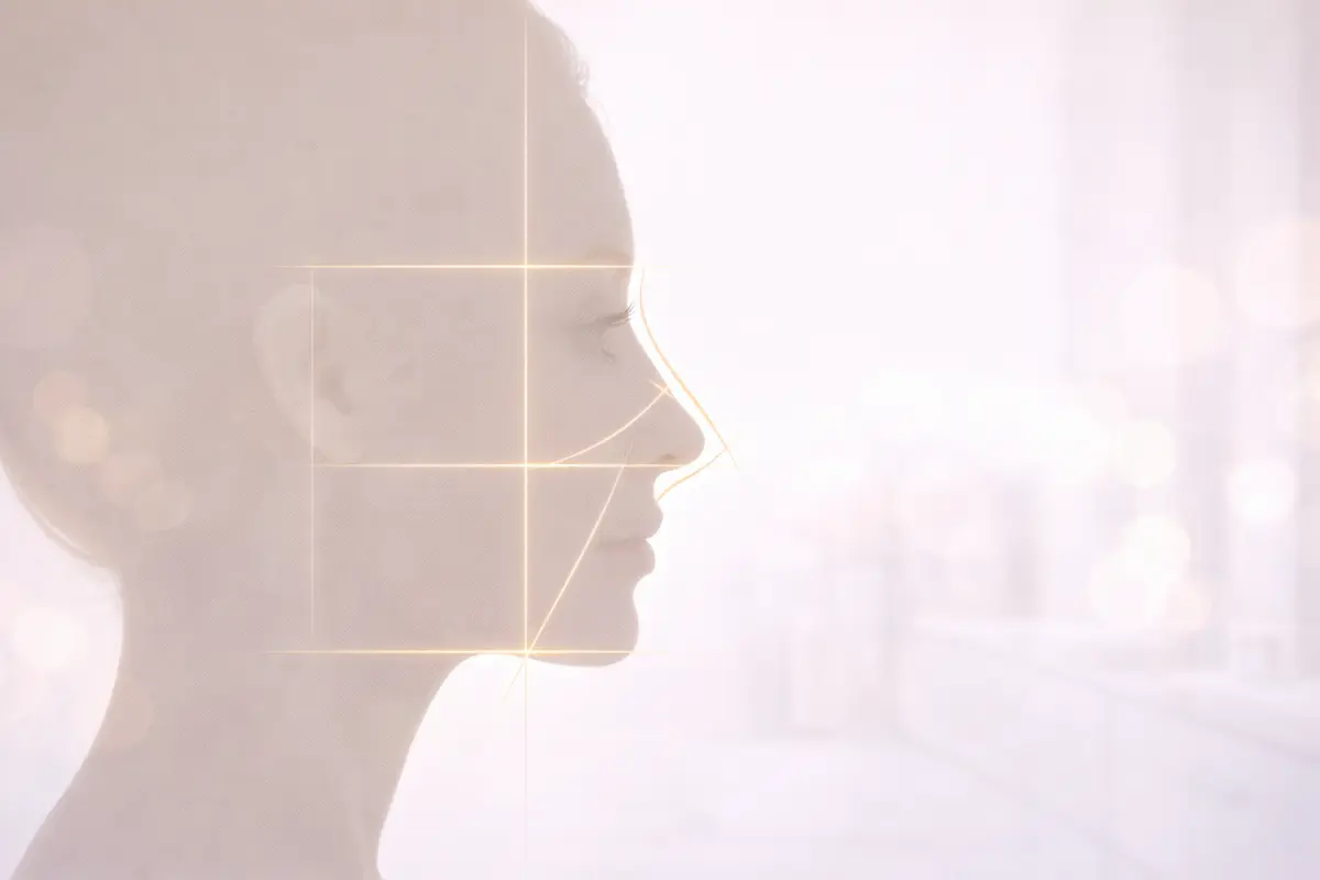 完美側臉輪廓線與玻尿酸塑形示意