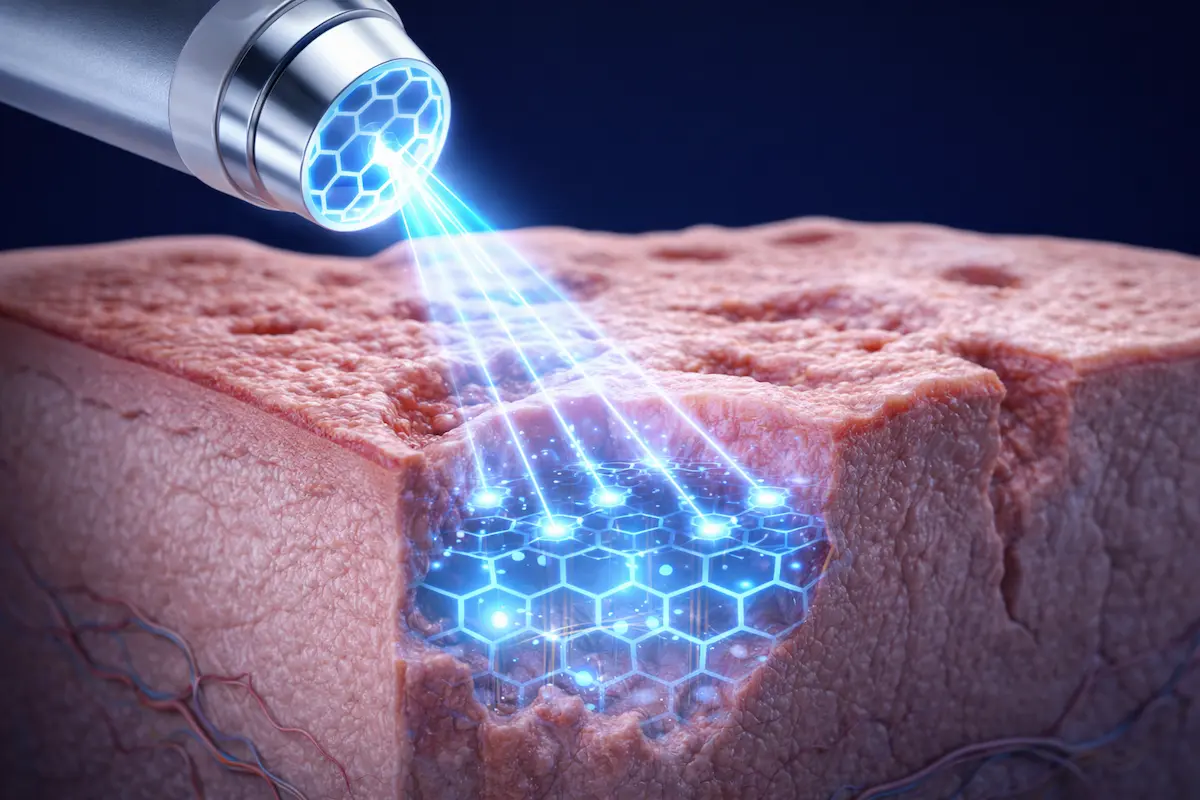 蜂巢皮秒雷射治療痘疤凹洞原理示意
